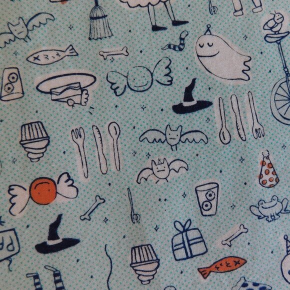 Lil Monsters Tricks & Treats Party Cotton Steel Halloween ghost cat fabric BTHY - Picture 6 of 16